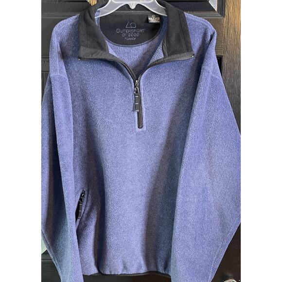 Outersport OT‎ 2000 Blue Fleece Quarter 1/4 Zip Sweatshirt Men Size L Athleisure - Picture 2 of 10